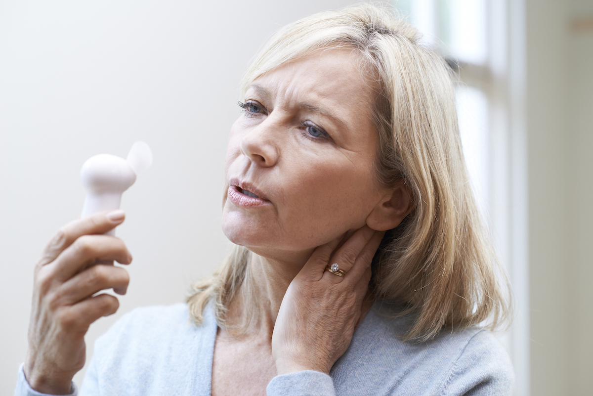 Woman in Menopause Suffering from Hot Flashes